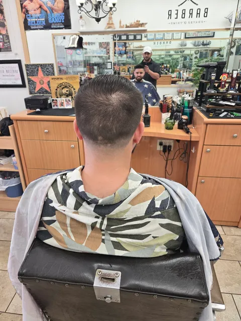 Rear view of a tapered haircut