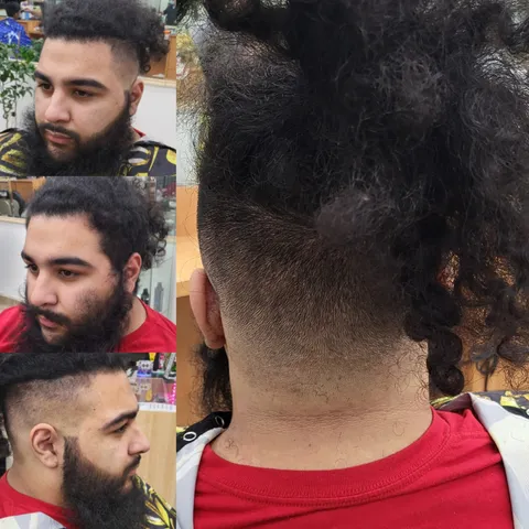 Curly haircut and beard collage