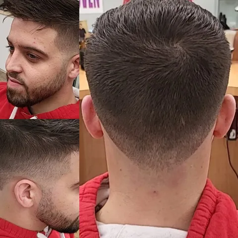 Short haircut and beard detail collage