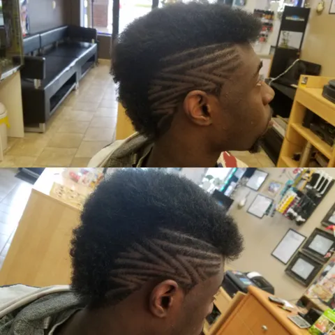 Textured haircut with side designs