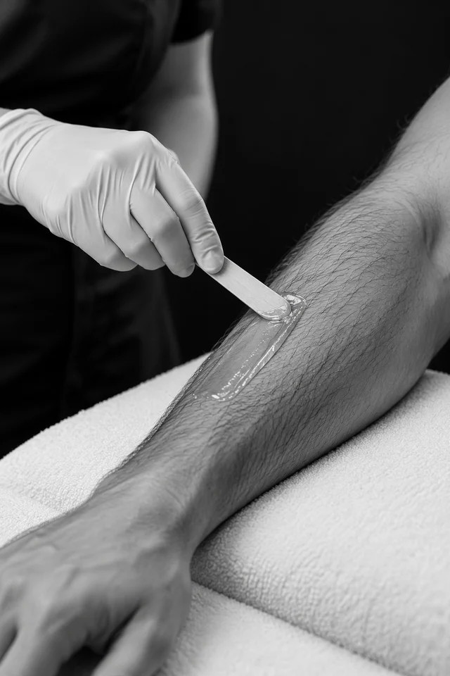 Professional men’s body waxing imagery
