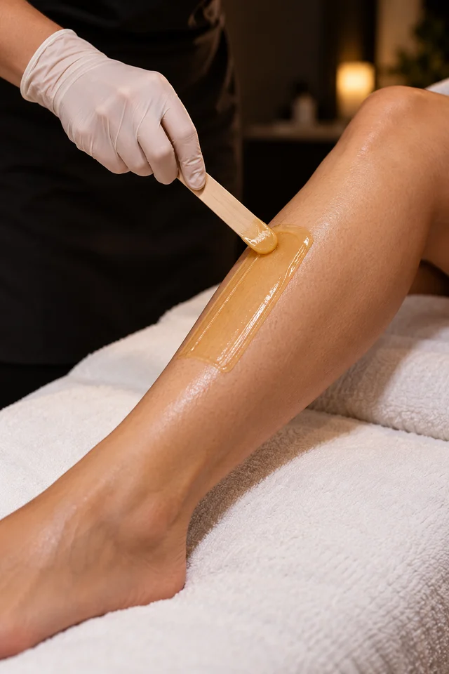 Professional women’s leg waxing imagery